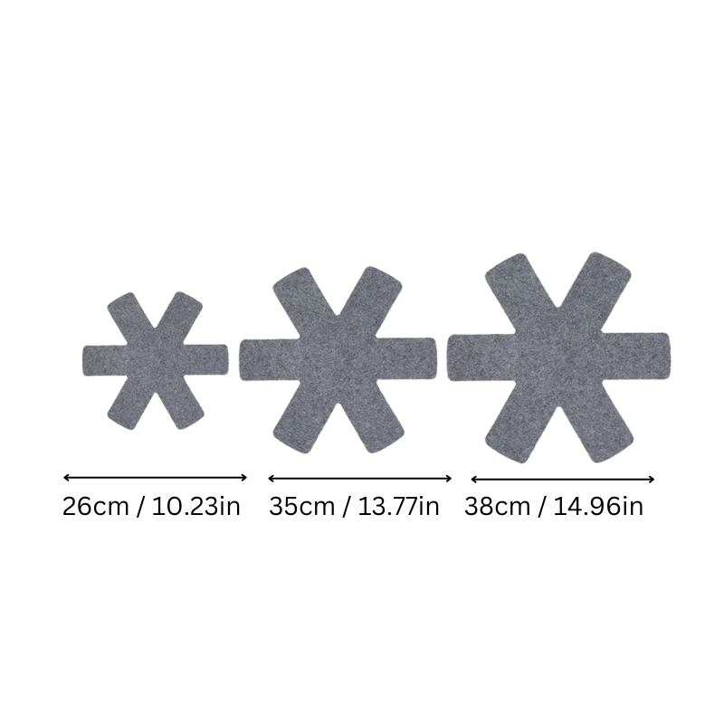 Filtdynor för Kastruller och Stekpannor – Skyddar mot Repor och Skador, Halkfria och Värmebeständiga, 12-pack och 24-pack Grå 1