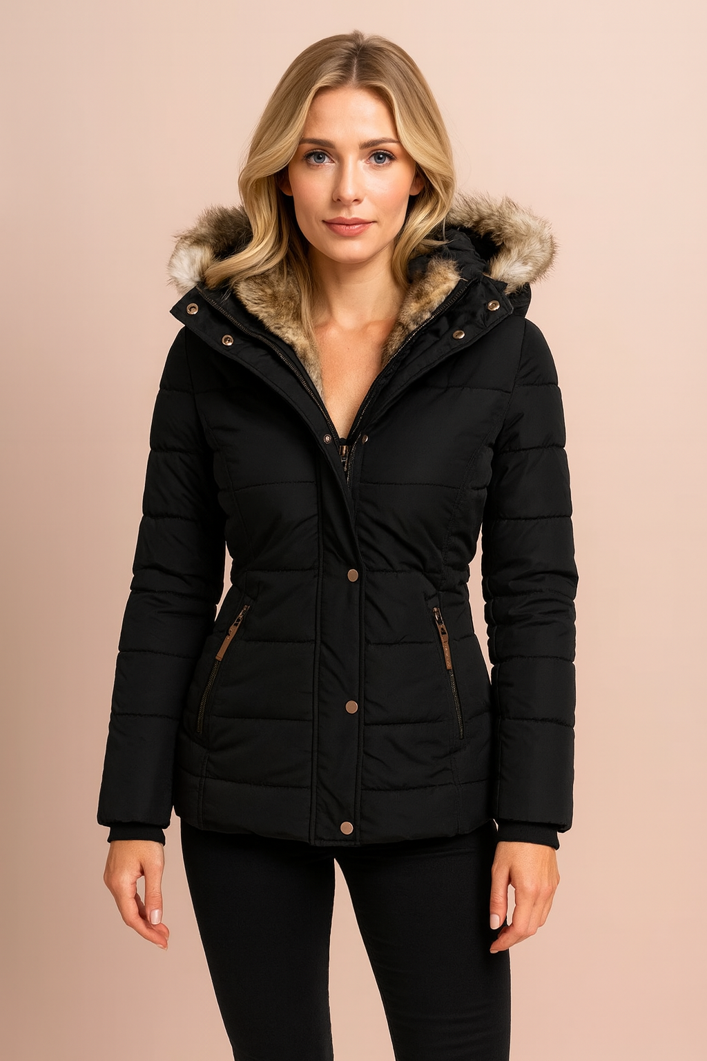 Fitted Hooded Puffer Jacket for Women - Stylish Winter Insulation 2