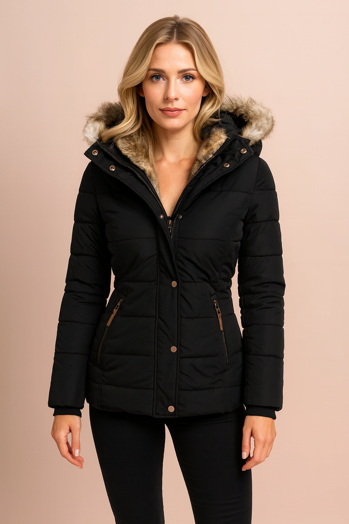 Fitted Hooded Puffer Jacket for Women - Stylish Winter Insulation 2