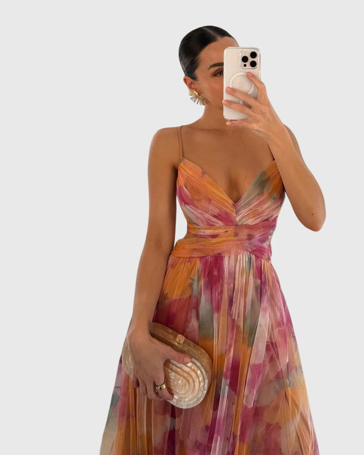 Floral Maxi Dress for Summer Events - Adjustable Fit & Breathable Design 1