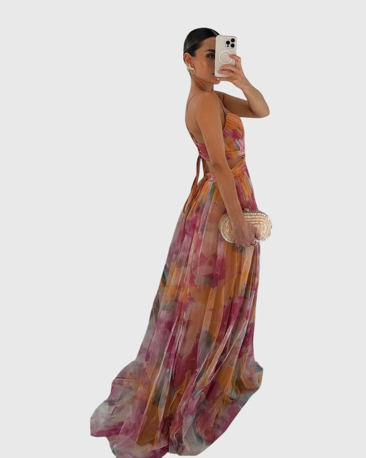 Floral Maxi Dress for Summer Events - Adjustable Fit & Breathable Design 2