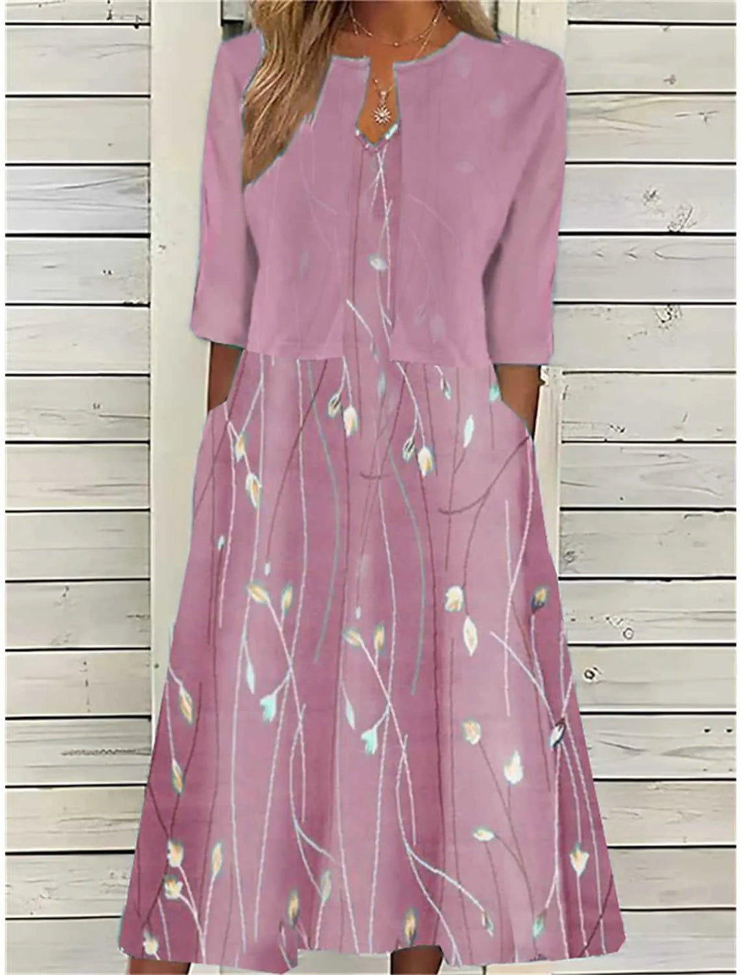 Floral Midi Dress Set with Coordinated Shrug for Effortless Elegance 1