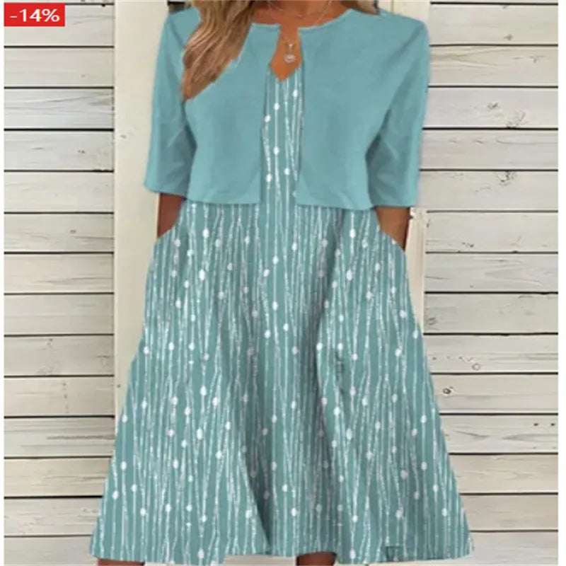 Floral Midi Dress Set with Coordinated Shrug for Effortless Elegance 3
