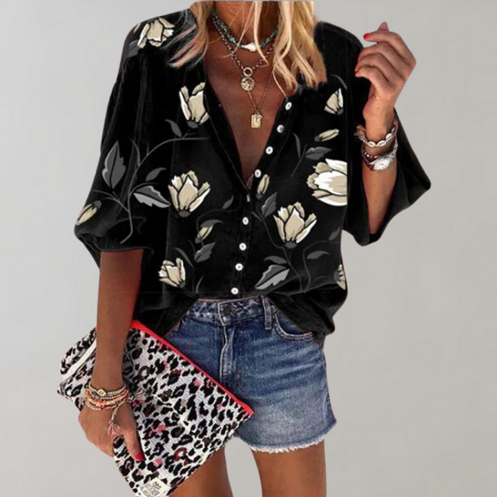 Floral Print Womens Blouse - Elegant Summer Tops for Women, Stylish and Comfortable 0