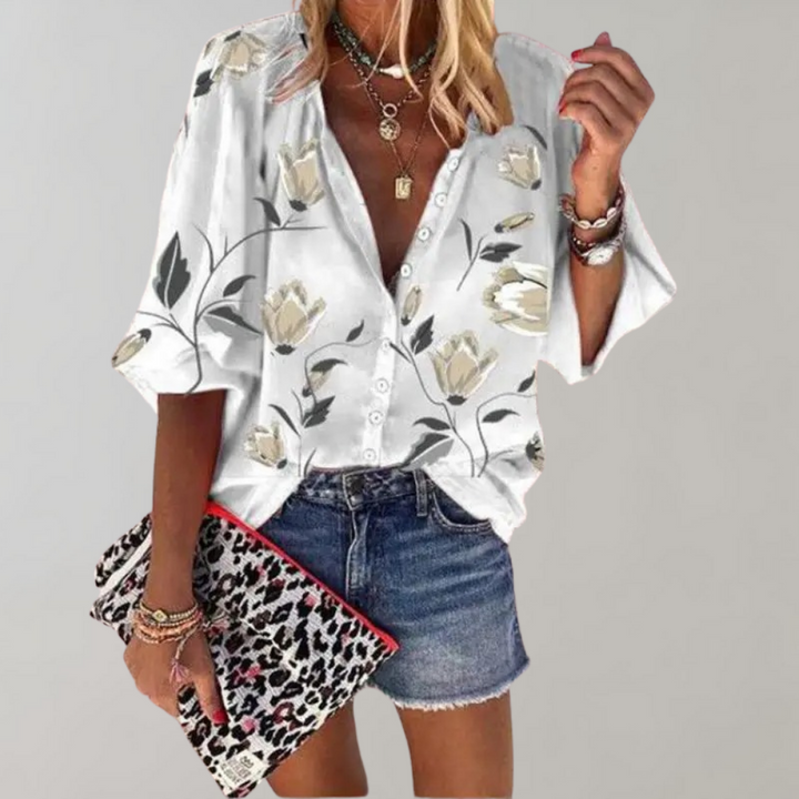 Floral Print Womens Blouse - Elegant Summer Tops for Women, Stylish and Comfortable 1