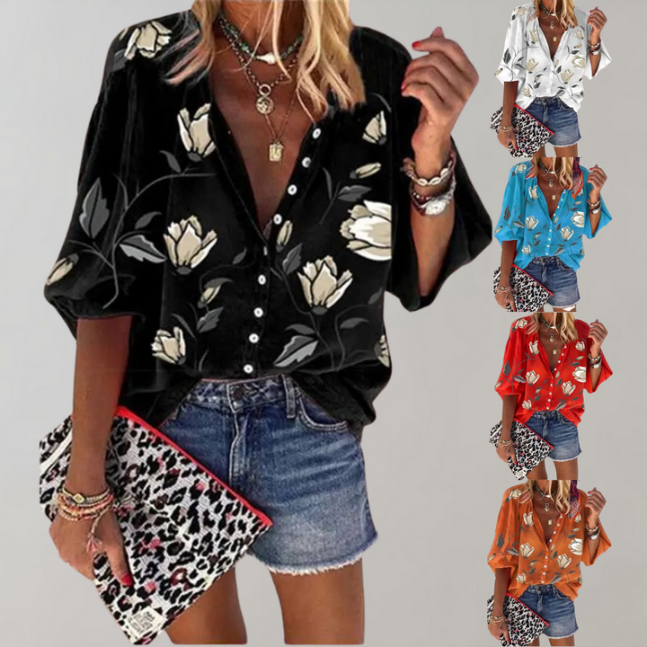 Floral Print Womens Blouse - Elegant Summer Tops for Women, Stylish and Comfortable 2
