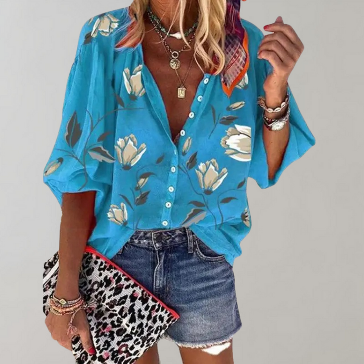 Floral Print Womens Blouse - Elegant Summer Tops for Women, Stylish and Comfortable 3
