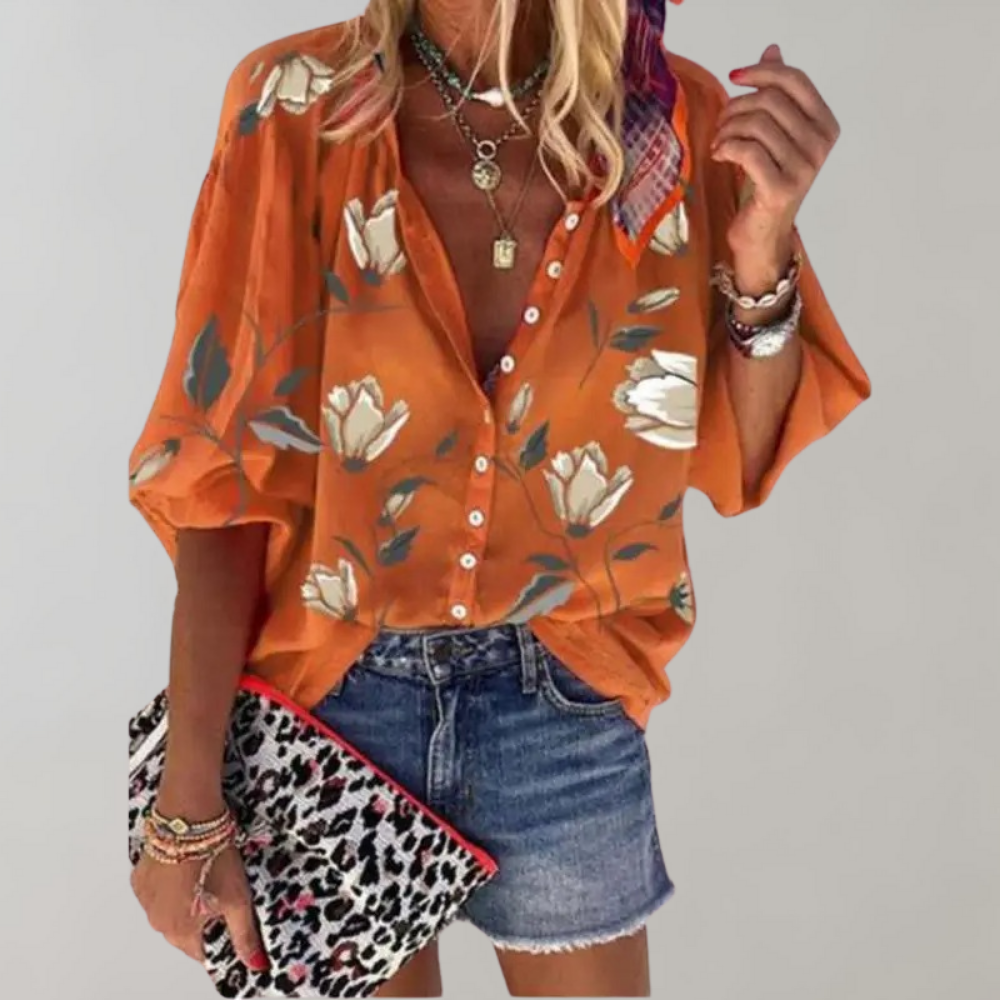 Floral Print Womens Blouse - Elegant Summer Tops for Women, Stylish and Comfortable 4