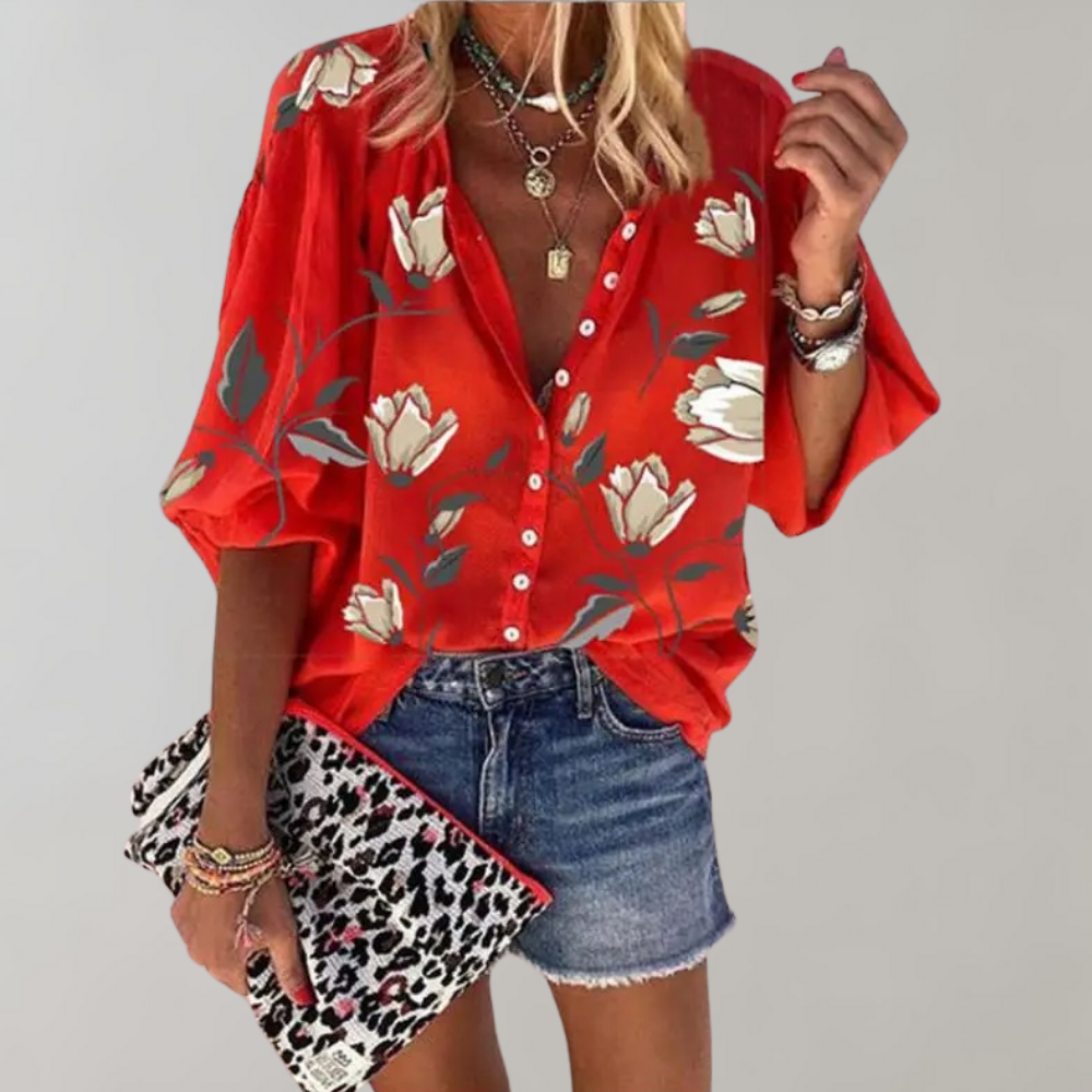 Floral Print Womens Blouse - Elegant Summer Tops for Women, Stylish and Comfortable 5