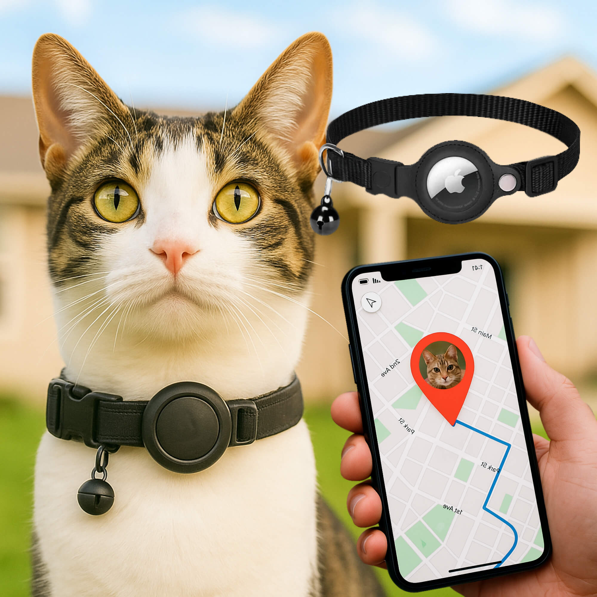 GPS-halsband för katter | Snabbspänne, reflekterande design och hållbart för säkra utomhusäventyr 0