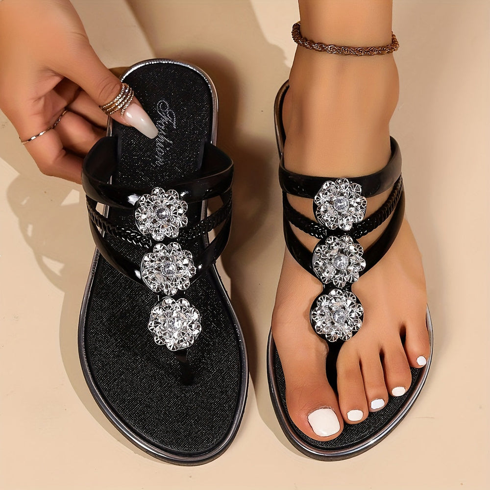 Glamorous Women's Sandals with Crystal Accents for Summer Events - Elegant and Comfortable Footwear 1