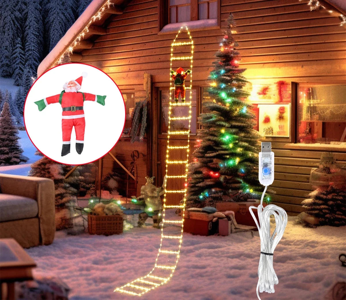 Golden Climb | Elegant LED-belysning för festlig jultomteuppvisning 7