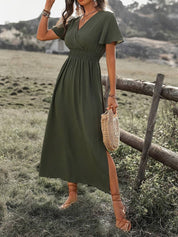 HEATHER | Elegant V-ringad lång bohoklänning 6