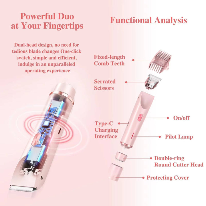 Hair Trimmer, Waterproof Bikini Trimmer with Dual Heads for Smooth Skin, Gentle and Quiet Grooming Tool 3