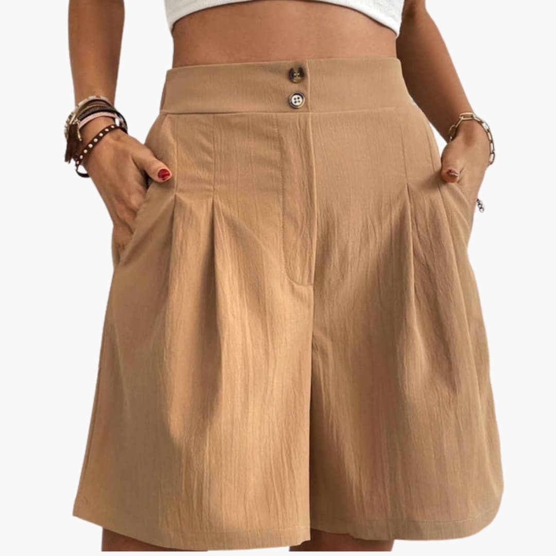 High-Rise Wide-Leg Summer Shorts for Women with Pockets - Stylish and Comfortable Summer Fashion 0