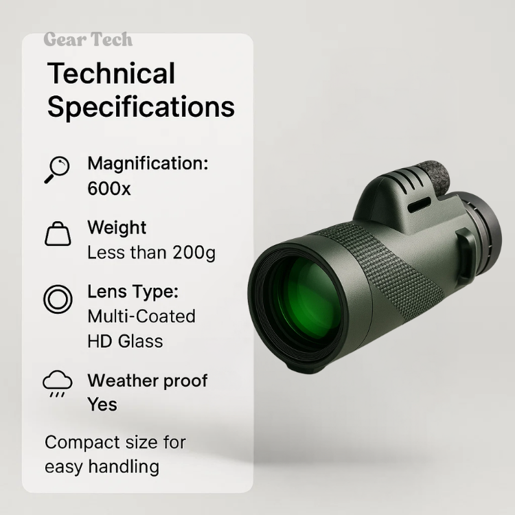 Kompakt monokulär med 45x ultrazoom | HD-objektiv, lätt och perfekt för vandring, fågelskådning och sportevenemang 1