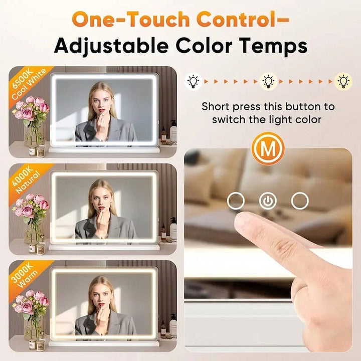 LED Vanity Mirror with Lights - Dimmable Touch Screen Makeup Mirror with 3 Color Modes for Flawless Application 4