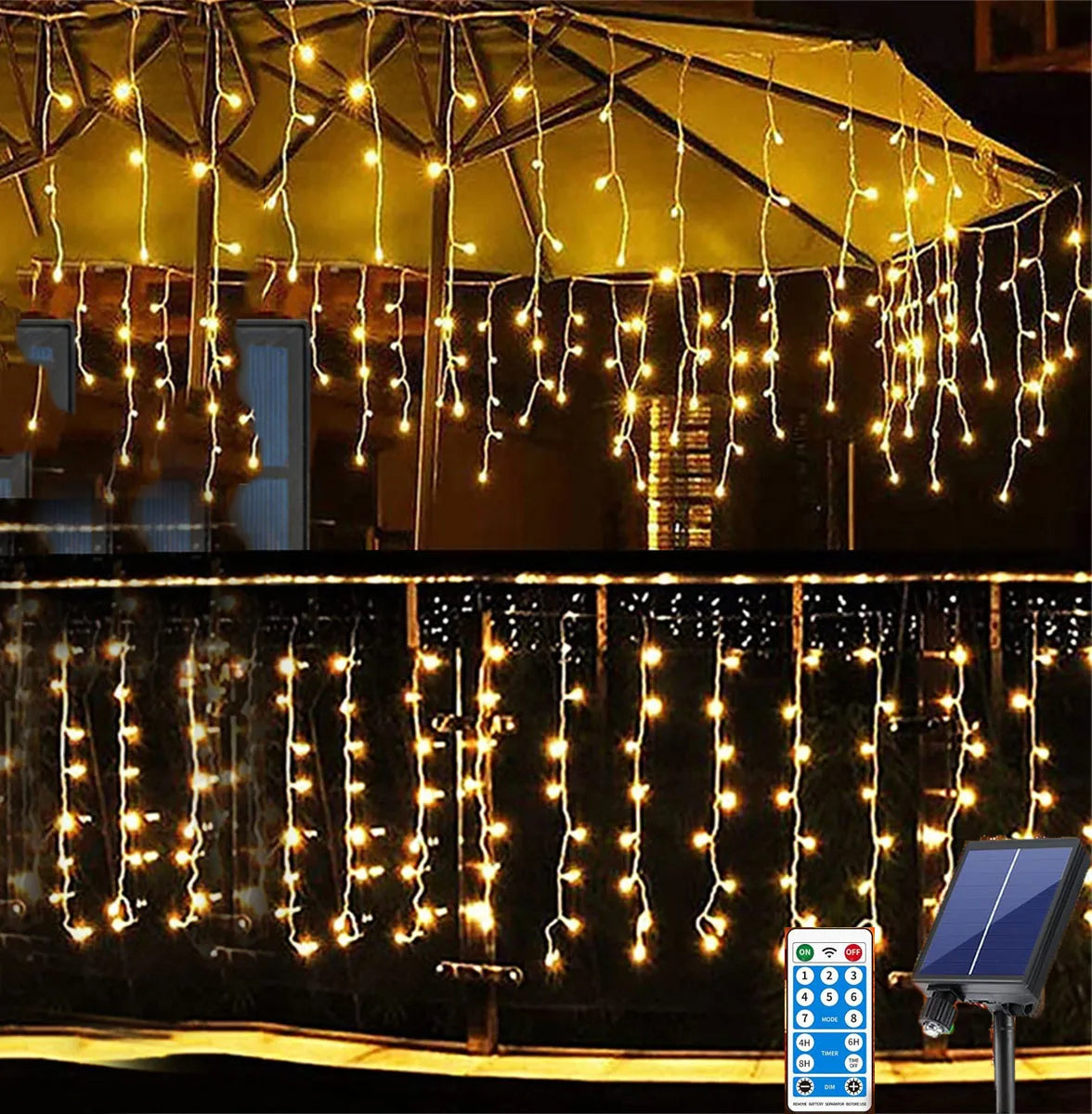 Ljuskrans | Soldriven istappbelysning för utomhusdekoration 1