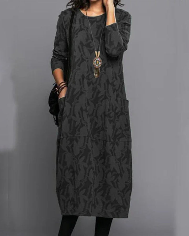 Long Sleeve Midi Dress for Women with Pockets Comfortable Loose Fit 2