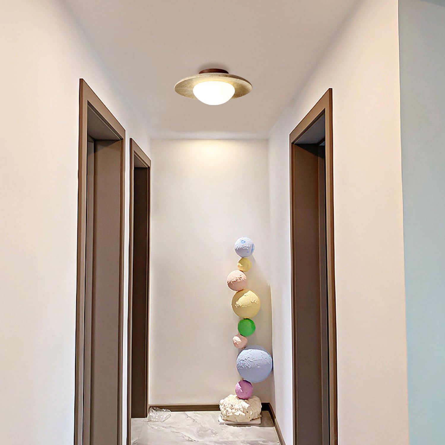 Lyonea - Minimalistisk LED-taklampa i travertin 3