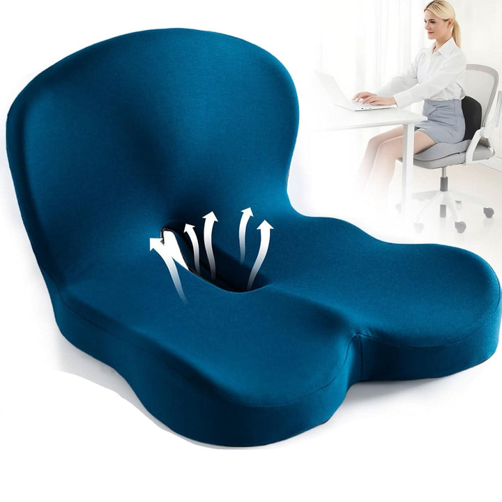 Memory Foam Seat Cushion with Non-Slip Base for Comfortable Sitting and Posture Support 0