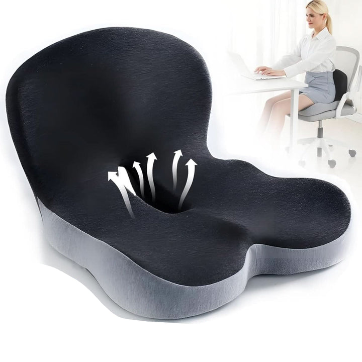 Memory Foam Seat Cushion with Non-Slip Base for Comfortable Sitting and Posture Support 1