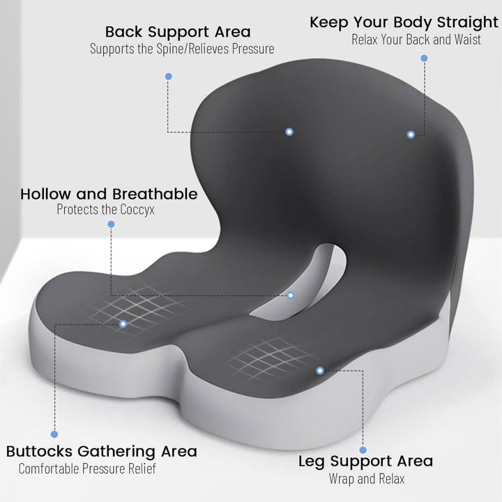 Memory Foam Seat Cushion with Non-Slip Base for Comfortable Sitting and Posture Support 2