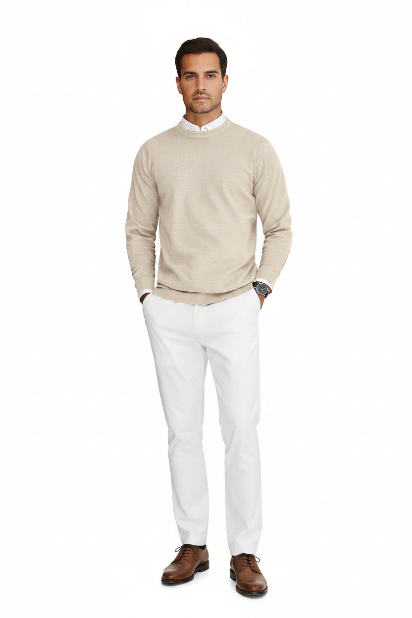 Men's Lightweight Knitted Sweater with Round Neck and Long Sleeves for Casual Styling 1