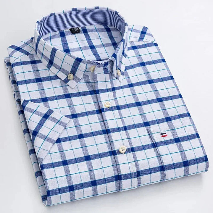 Men's Striped Short Sleeve Button-Up Shirt Casual Tailored Fit 10
