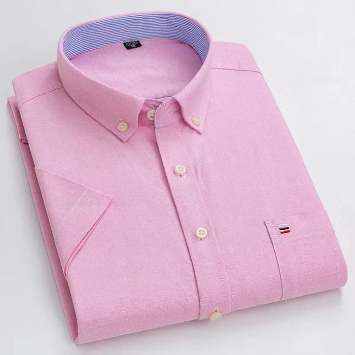 Men's Striped Short Sleeve Button-Up Shirt Casual Tailored Fit 11