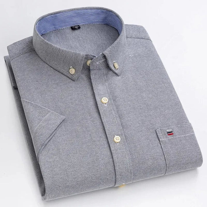 Men's Striped Short Sleeve Button-Up Shirt Casual Tailored Fit 13