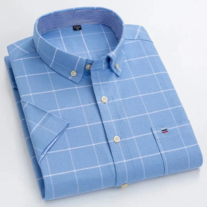 Men's Striped Short Sleeve Button-Up Shirt Casual Tailored Fit 2
