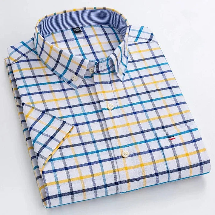 Men's Striped Short Sleeve Button-Up Shirt Casual Tailored Fit 3