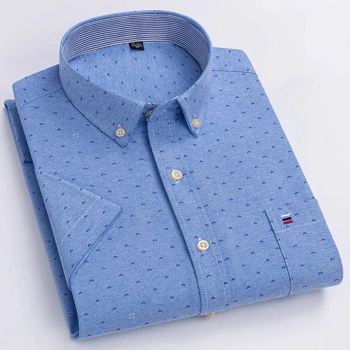 Men's Striped Short Sleeve Button-Up Shirt Casual Tailored Fit 5