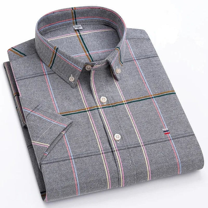 Men's Striped Short Sleeve Button-Up Shirt Casual Tailored Fit 6