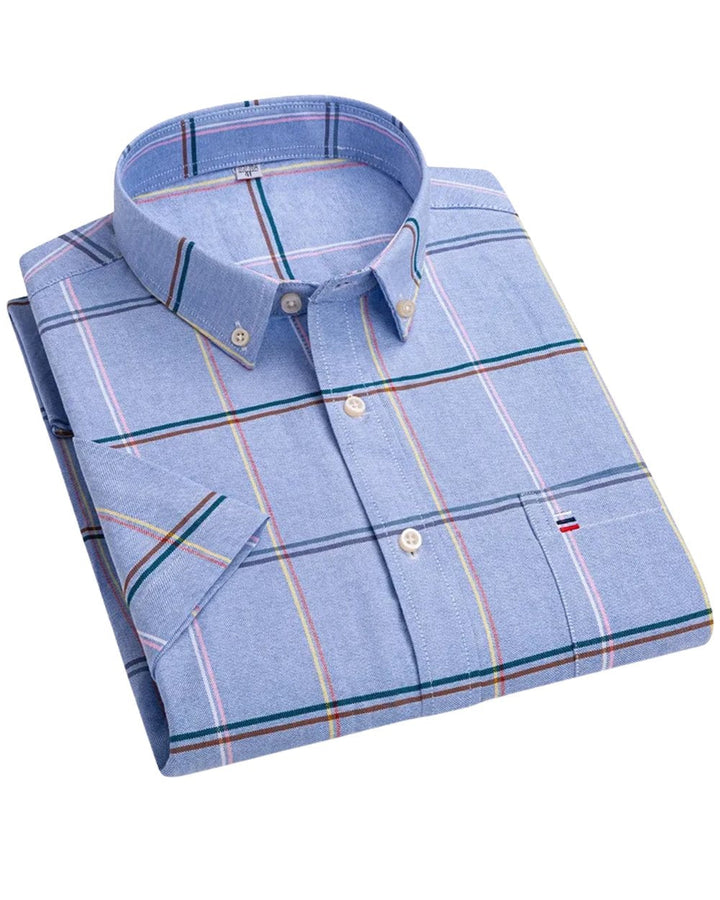 Men's Striped Short Sleeve Button-Up Shirt Casual Tailored Fit 7