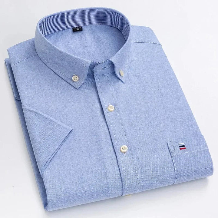 Men's Striped Short Sleeve Button-Up Shirt Casual Tailored Fit 9