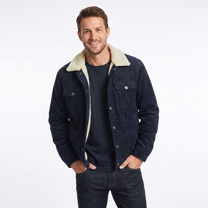 Men's Winter Jacket, Casual Sherpa Corduroy Coat for Autumn, Warm Outdoor Outerwear 0