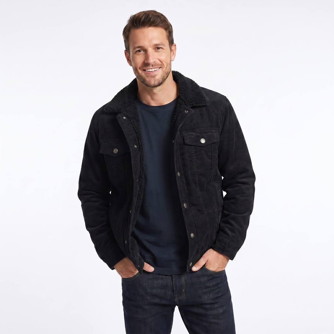 Men's Winter Jacket, Casual Sherpa Corduroy Coat for Autumn, Warm Outdoor Outerwear 1