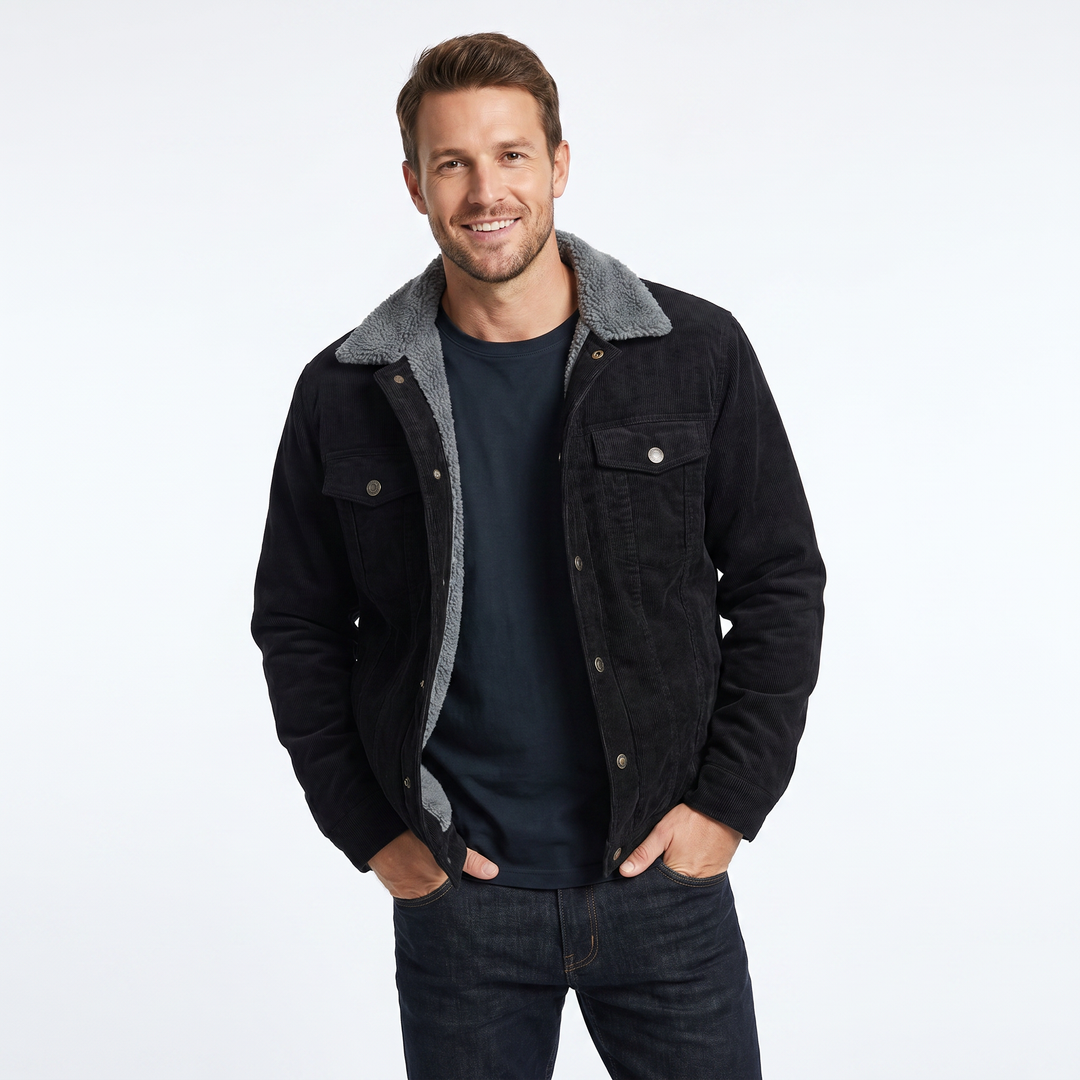 Men's Winter Jacket, Casual Sherpa Corduroy Coat for Autumn, Warm Outdoor Outerwear 2