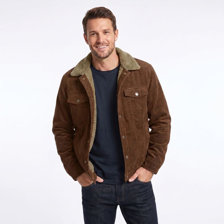 Men's Winter Jacket, Casual Sherpa Corduroy Coat for Autumn, Warm Outdoor Outerwear 3