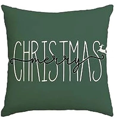 MerryCushion – Grönt julkuddfodral med festlig broderi 3