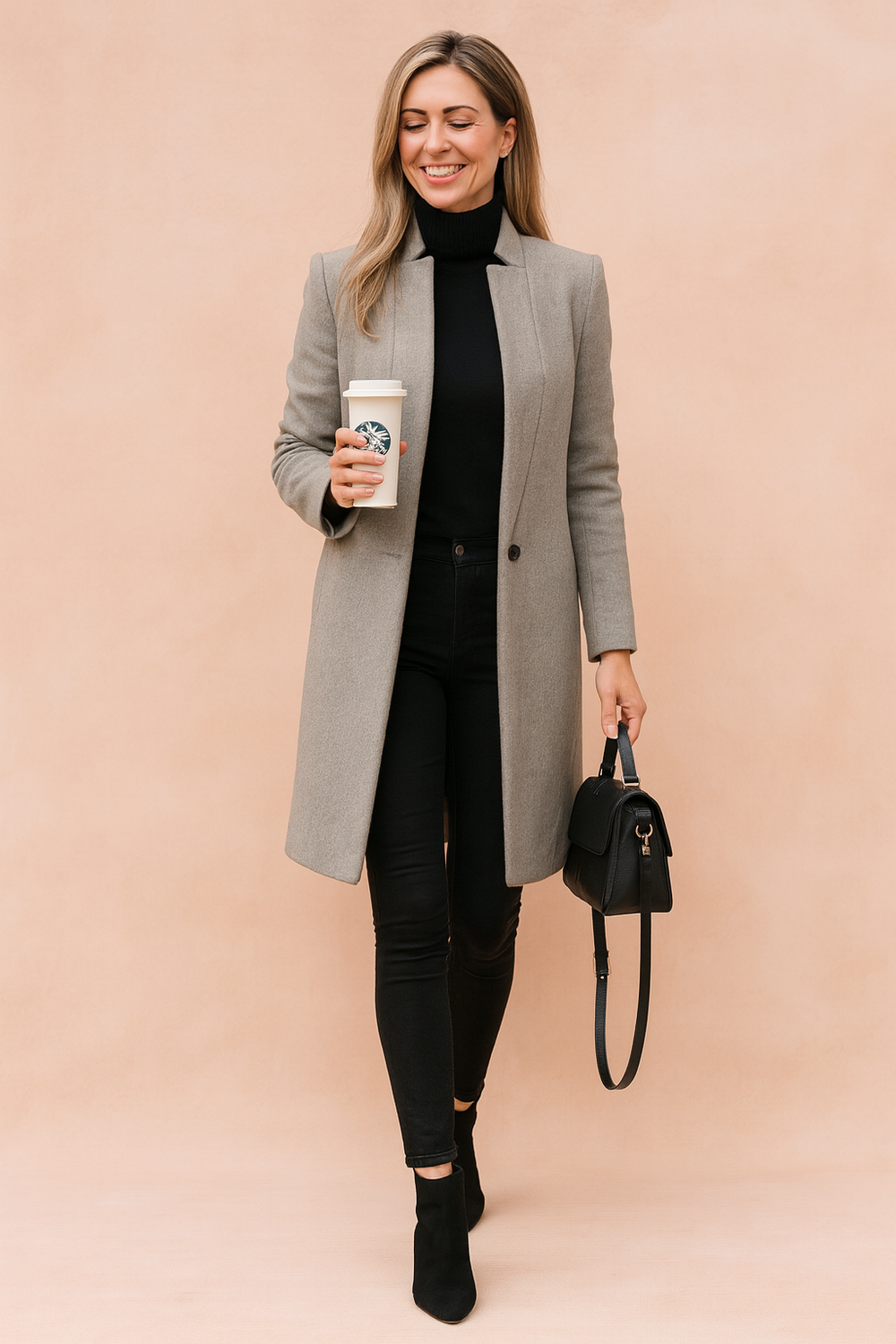 Minimalist Women's Coat Slim Tailored Fit Lightweight Elegant Outerwear 1
