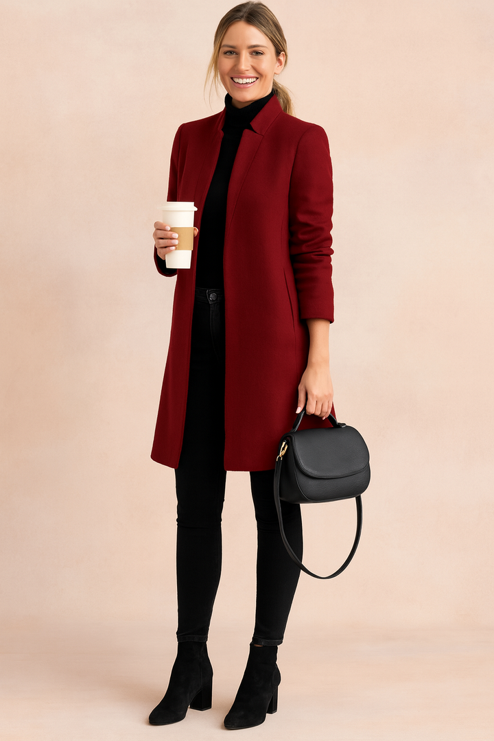 Minimalist Women's Coat Slim Tailored Fit Lightweight Elegant Outerwear 3