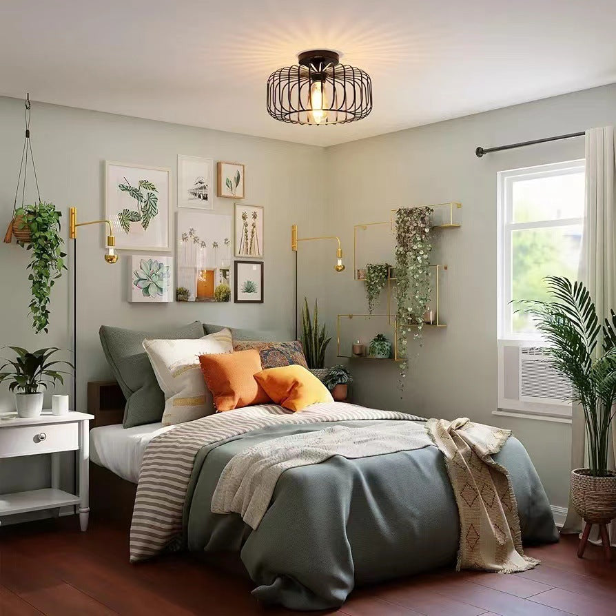 Nerassa - Modern industriell fågelburstaklampa svart 2