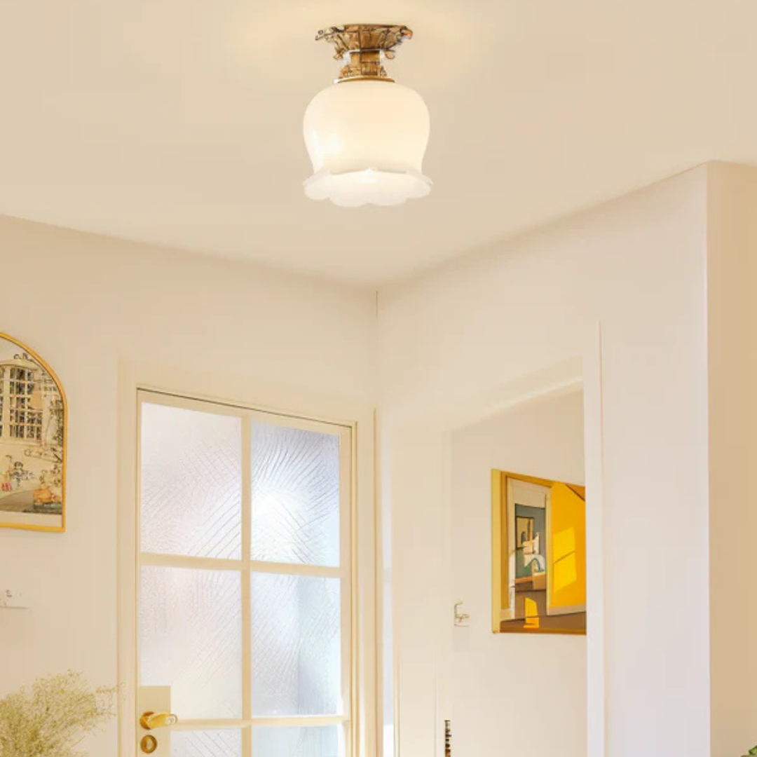 Offentlig - Vintage blomformad taklampa 1