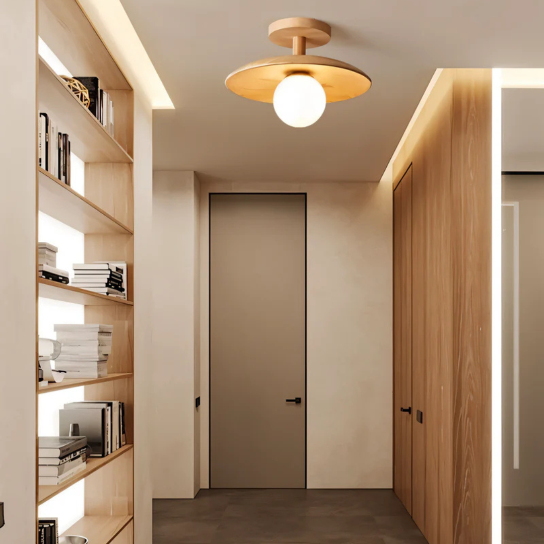 Orb - Taklampa i trä med LED-belysning 0