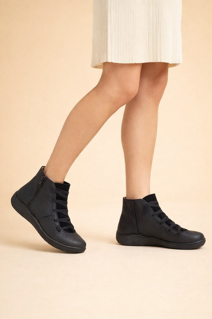 Orthopedic Black Ankle Boots for Women - Stylish Arch Support & Comfort 5