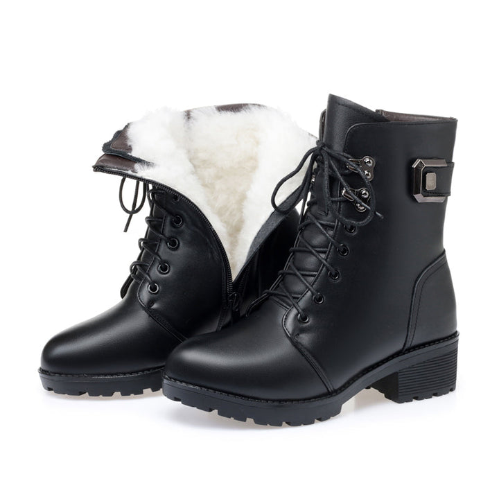 Orthopedic Black Lace-Up Women's Boots with Arch Support and Warm Lining 0