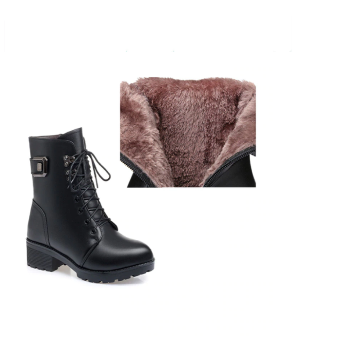 Orthopedic Black Lace-Up Women's Boots with Arch Support and Warm Lining 3